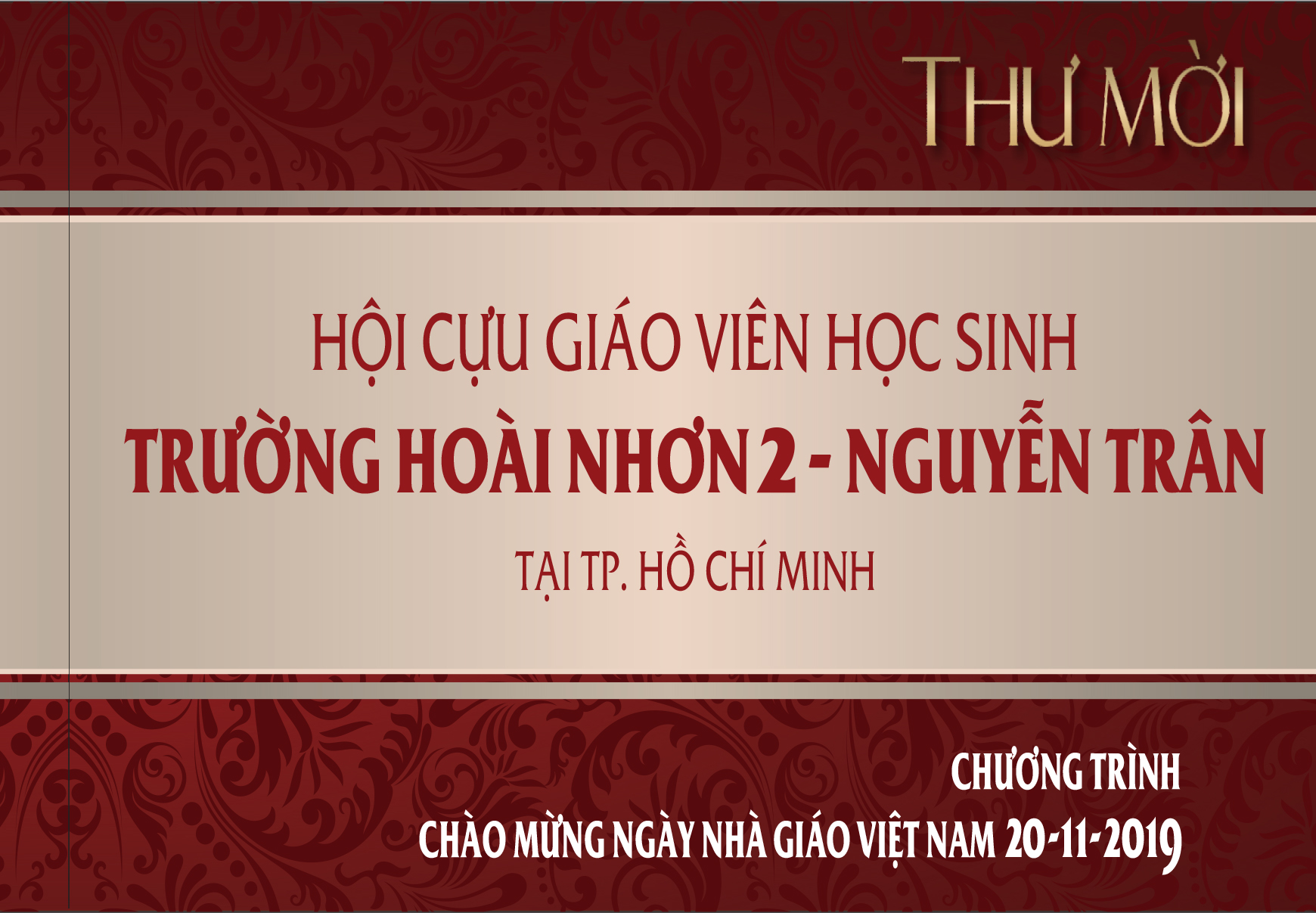 Thư mời họp mặt cựu học sinh Hoài Nhơn 2 - Nguyễn Trân ngày 10/11/2019